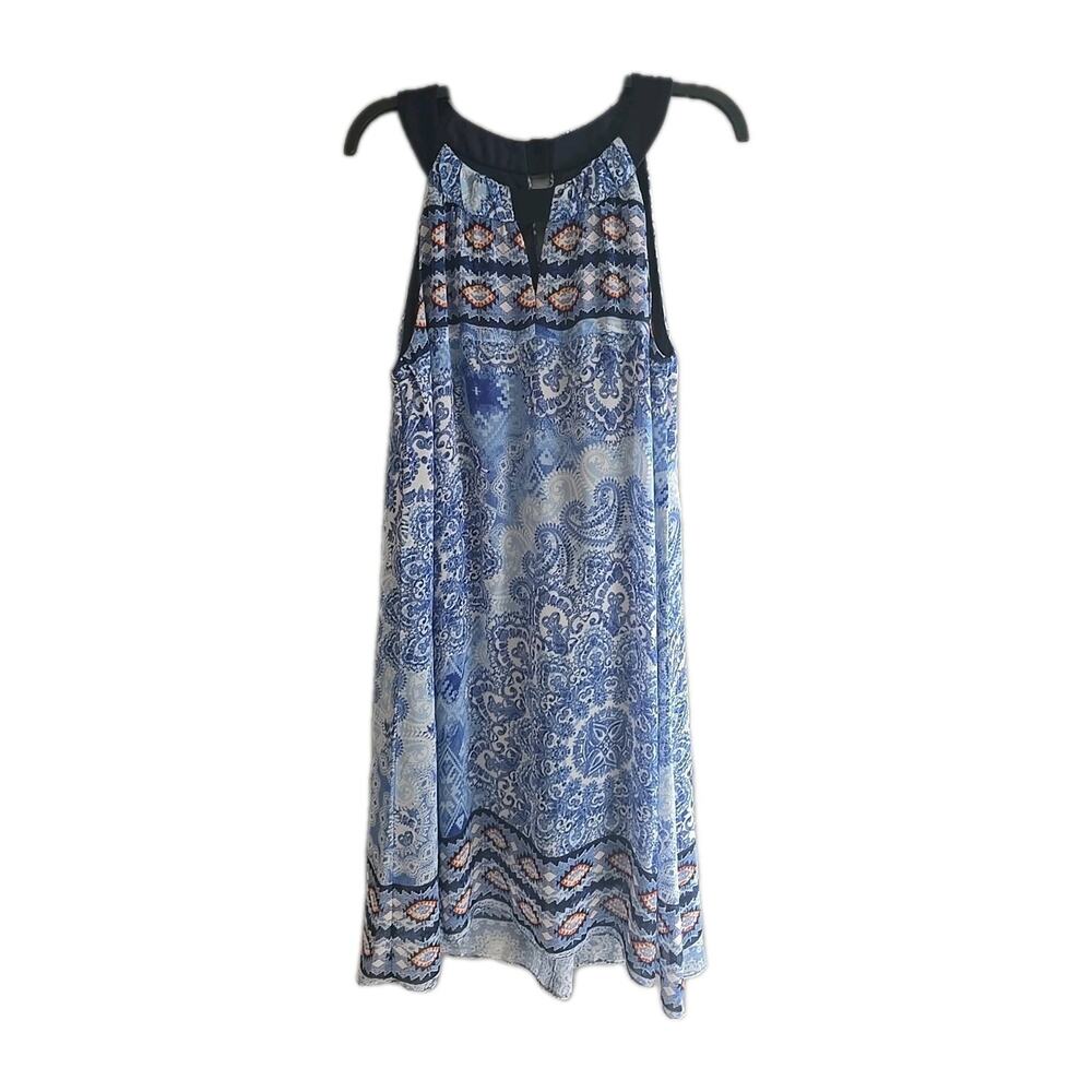 Dressbarn Casual‎ Blue Paisley Sleeveless Summer Cruise Beach Dress Womans Sz 16
